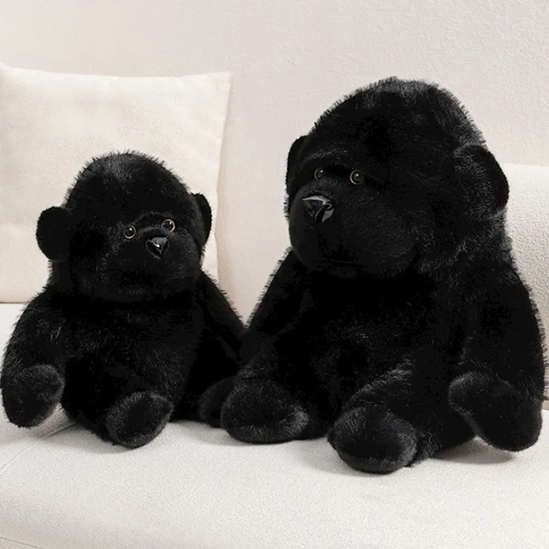 Alloy Steel Big Combat Plush Toy Simulation Doll Chimpanzee Animal PP Cotton Short Plush Cute Black King Kong Couple Doll Gifts