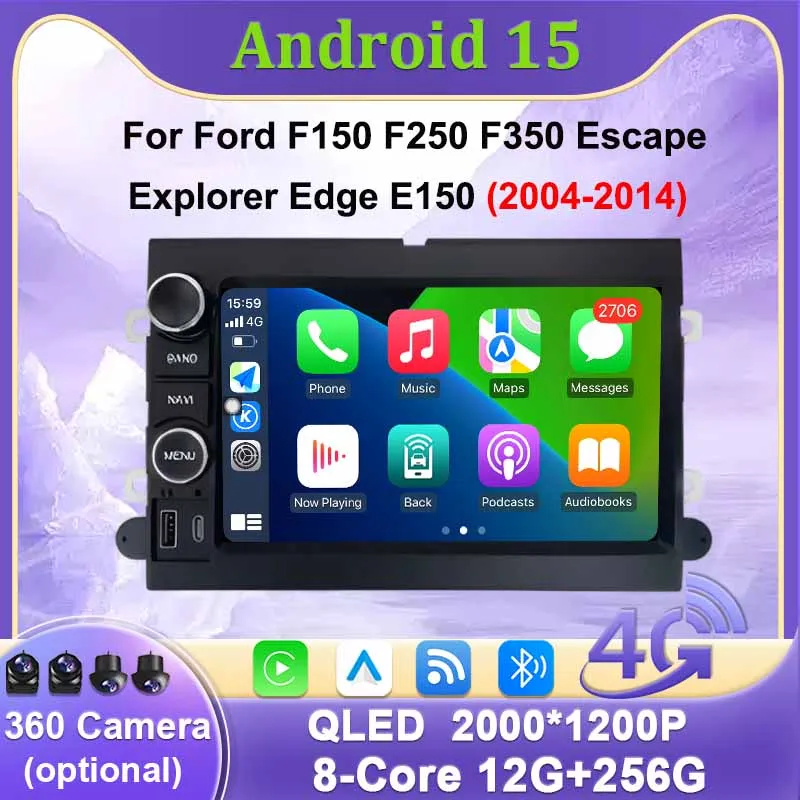 Radio de coche con pantalla GPS de 7 pulgadas para Ford F150 F250 F350 Escape Explorer Edge E150 reproductor Multimedia Carplay Auto sistema inteligente WIFI 4G