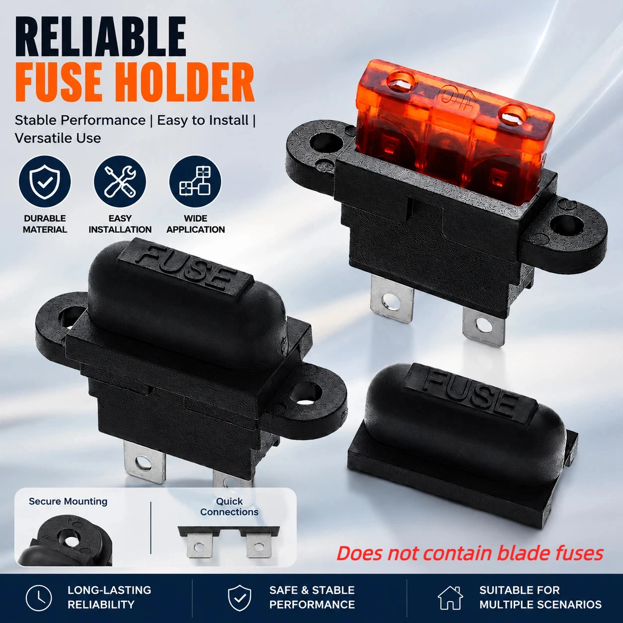5 Pcs Universal Standard Fuse Holder with Mounting Holes, Compatible with Automotive/truck/boat Electrical Systems