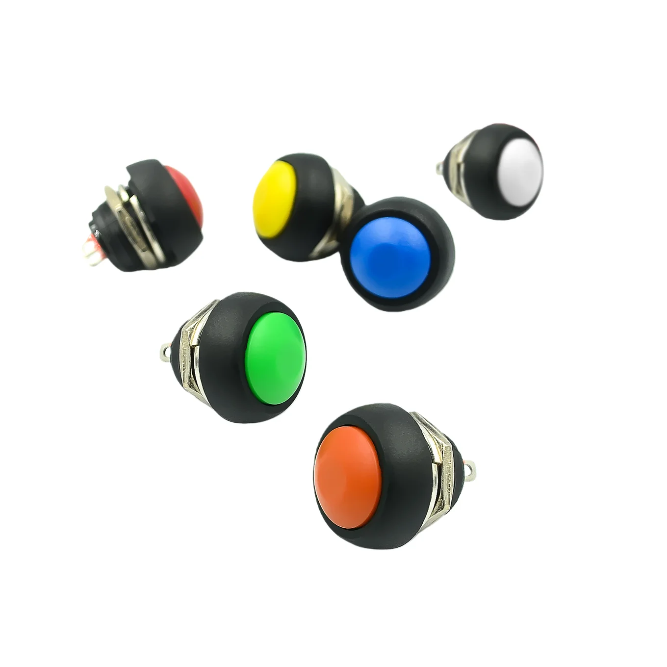 6pcs 12mm Small waterproof self-resetting button switch, round, lockless button, PBS-33B