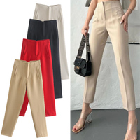 HXAO Women's Pants 2025 Summer High Waist Flared Pants Streetwear Urban Pants Office Wear Woman Elegant Chic Ladies Long Trouser