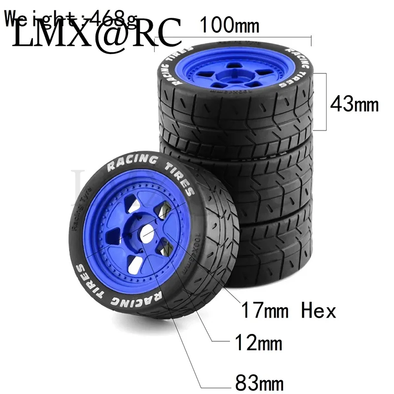 4pcs 100x43mm 43/100 Tire Tyre 17mm Wheel Hex for Arrma 1/7 Infraction Felony Limitless ZD Racing EX07 RC Car Upgrade Parts