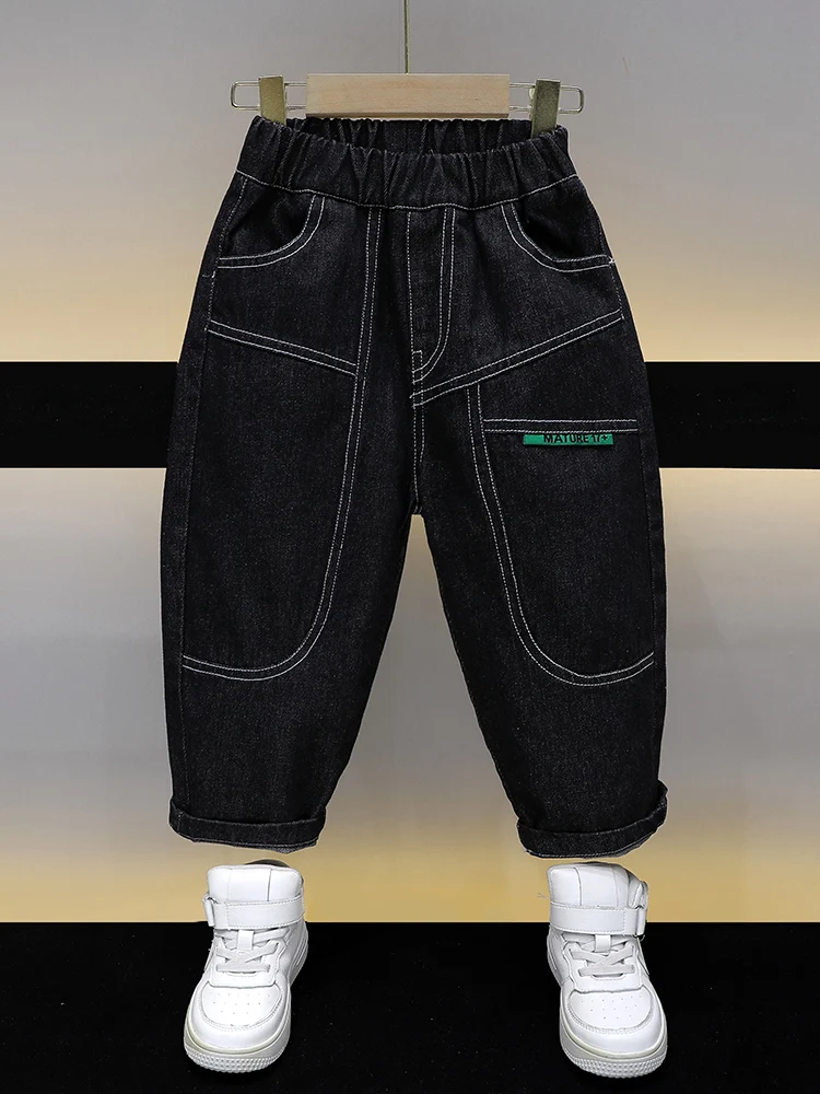 

Boys' Denim Jeans High Waist Zipper Fly Youth Fashion Autumn Trend Baby Clothes Korean Style Spring Summer New Arrival Long P...