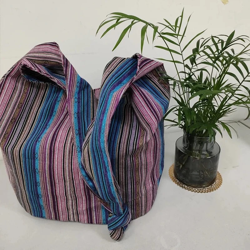 Vintage Bohemian Chic Canvas Shoulder Bag Ethnic Style Large Capacity Handbag Soft Tote Bag Casual Crossbody Bag Female Daily