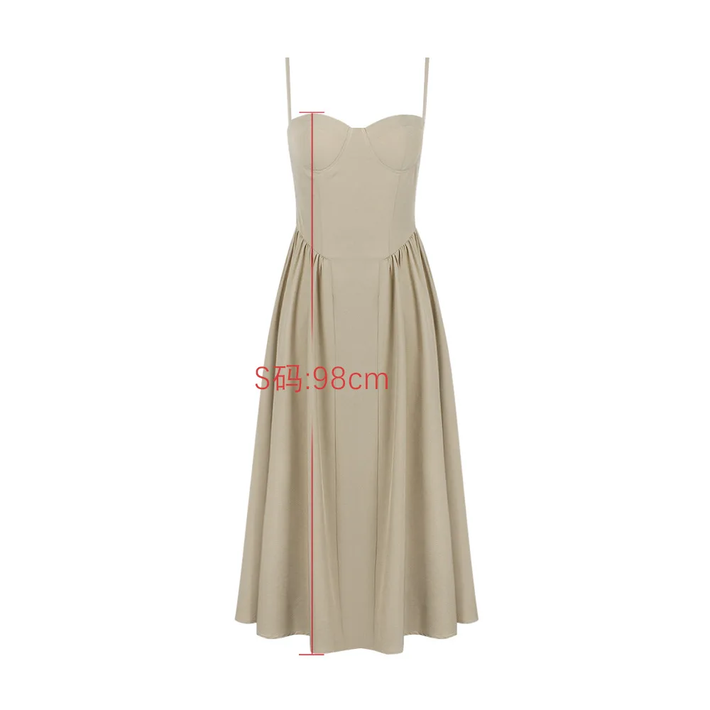 Sommer Frauen elegante ärmellose rücken freie Falten kleider Dame sexy feste Schlinge Midi-Kleid 2024 weibliche Party Abend A-Linie Roben – Detail 36