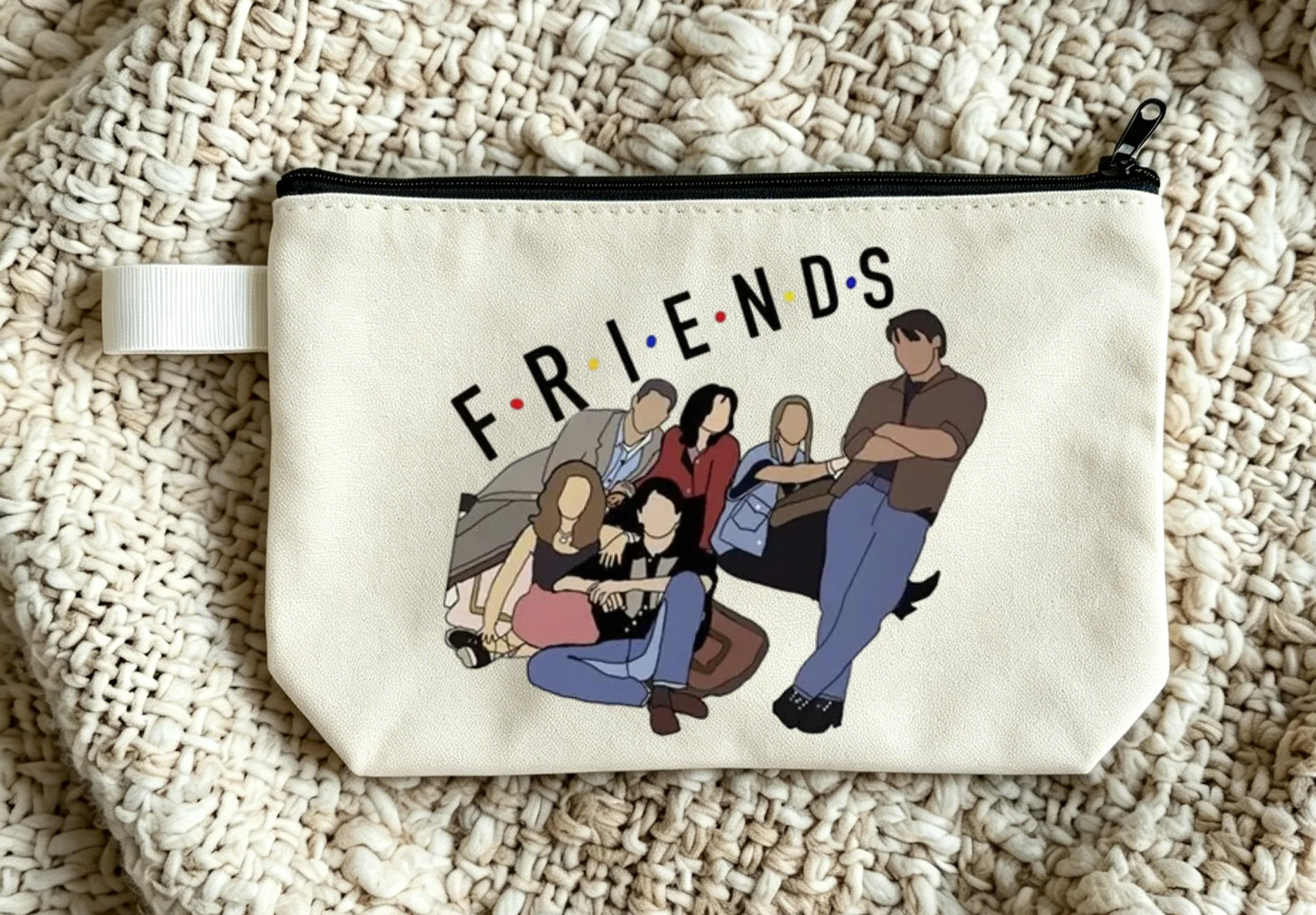 Friends TV Show Series Pattern Stationery Storage Bag Fashion Canvas Cosmetic Bag Party Travel Shopping Clutch Bag Fans Gift