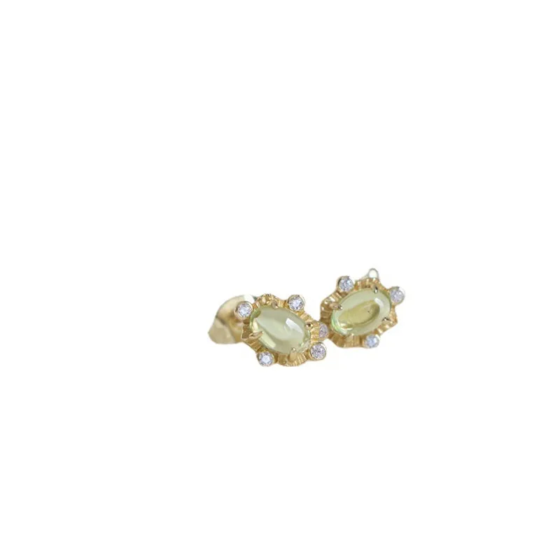 S925 Sterling Silver Vintage Petite Mint Green Zircon Earring Woman High Quality Accessory Birthday Friend Present New Trendy