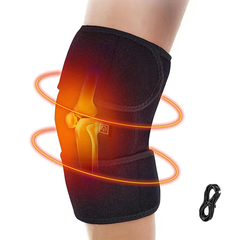 Electric Heating Knee Pad USB Thermal Therapy Heated Knee Brace Support for Arthritis Joint Pain Relief Old Cold Leg Knee Warmer