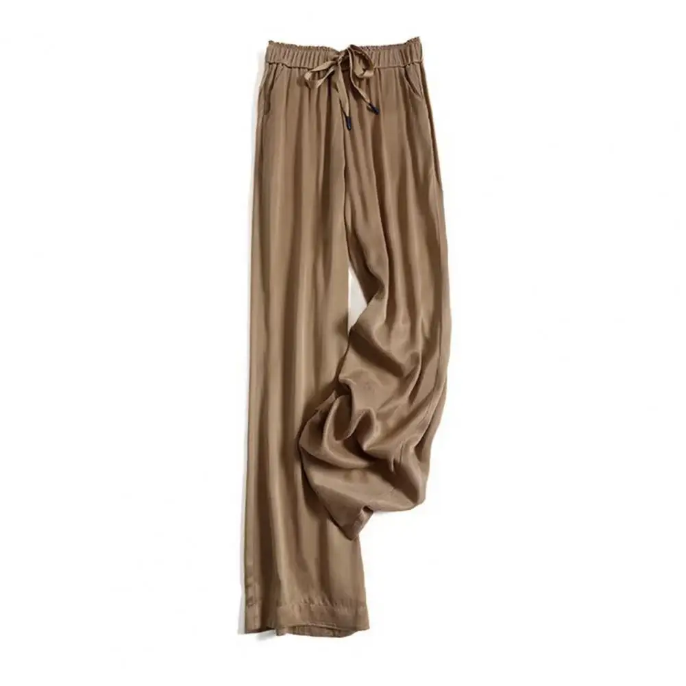 Long Pants Colorfast Lady Slacks Breathable Sweat Absorbing  Attractive Simple Wide Leg Draped Long Trousers