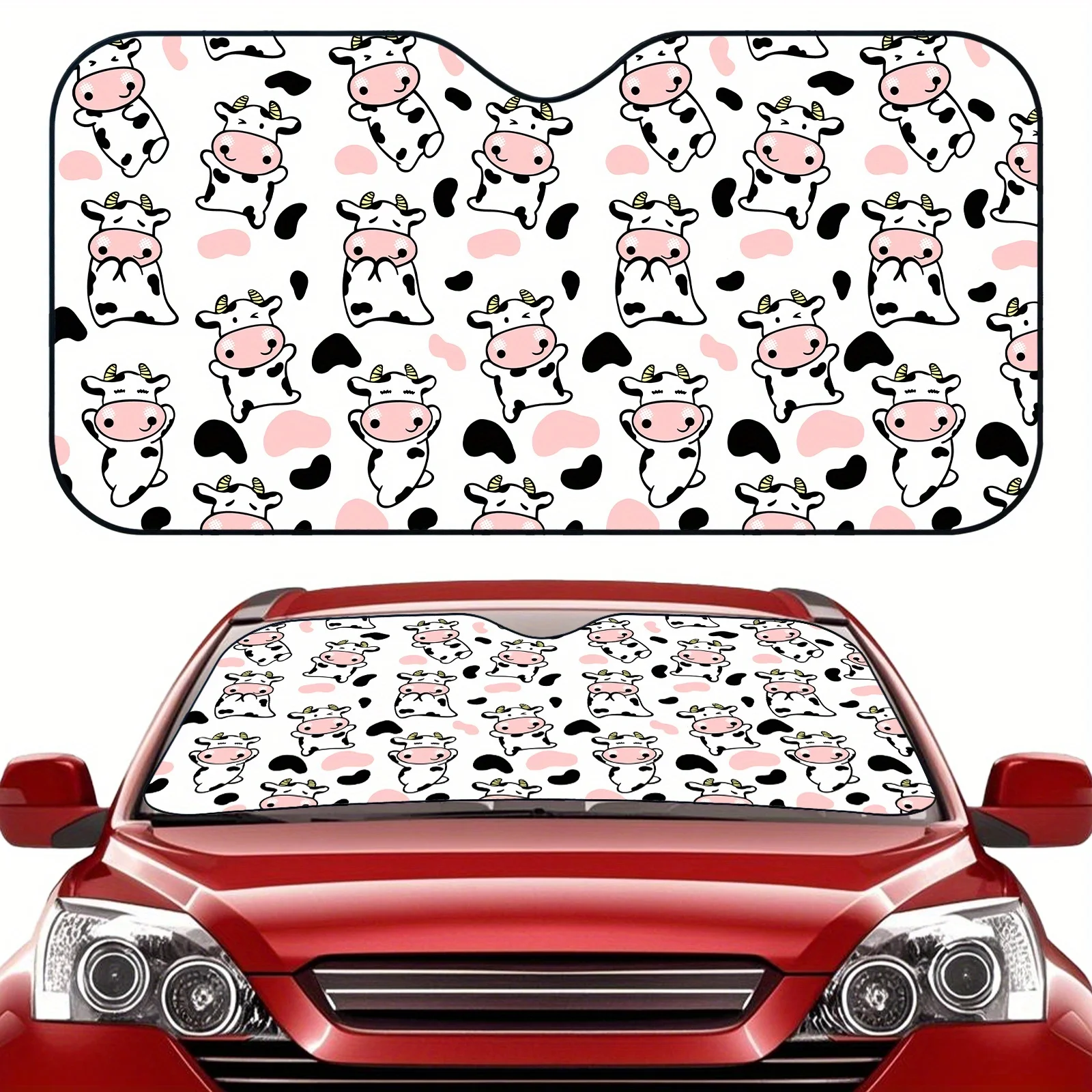 

Защита от солнца, 1 шт., милый черно-белый дизайн с рисунком коровы, солнцезащитный козырек для автомобиля, складной, простой в установке, универсальный, УФ-протектор