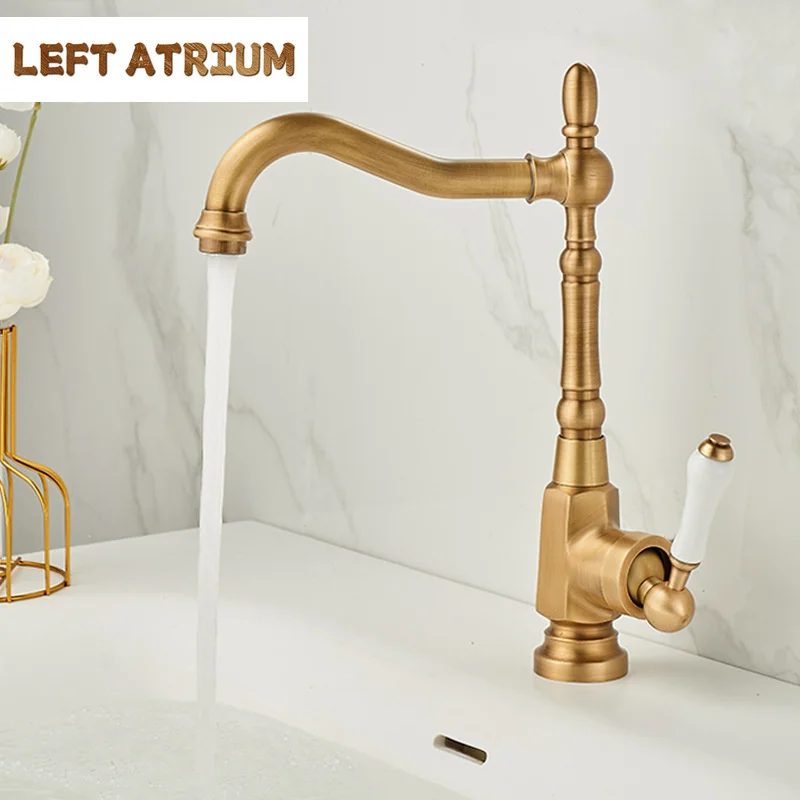 Vintage brass countertop basin faucet bathroom bathroom counter basin European style hot and cold water faucet