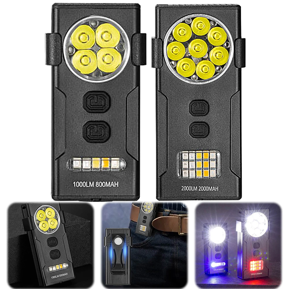 Mini LED EDC Keychain Flashlight Rechargeable Portable Work Light Outdoor Emergency Torch With Magnet Clip Camping Lanterns