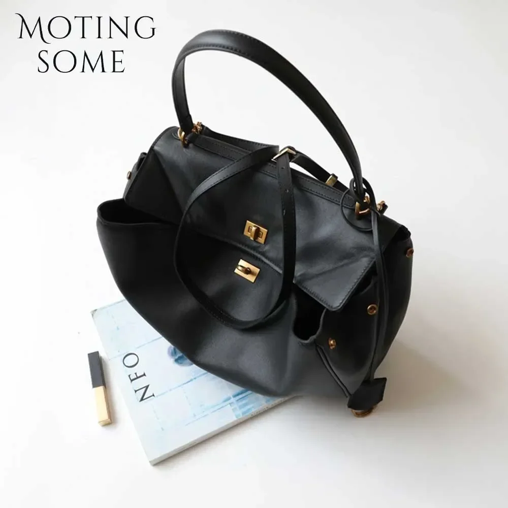 Motingsome 2024 Rodeo hebilla mujer bolsos de diseñador de lujo bolso de cuero de vaca moda señora bolsa Retro axila monederos Tote nuevo