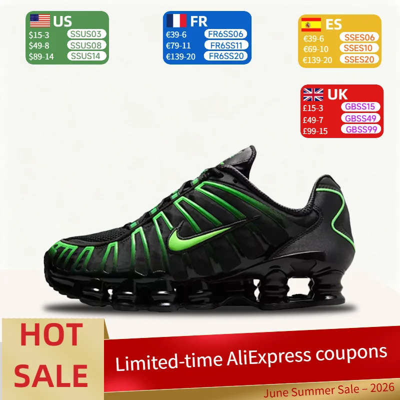 

Nike Shox TL Fashionable, comfortable, low-top casual life shoes for both men and women in black and green AV3595-012