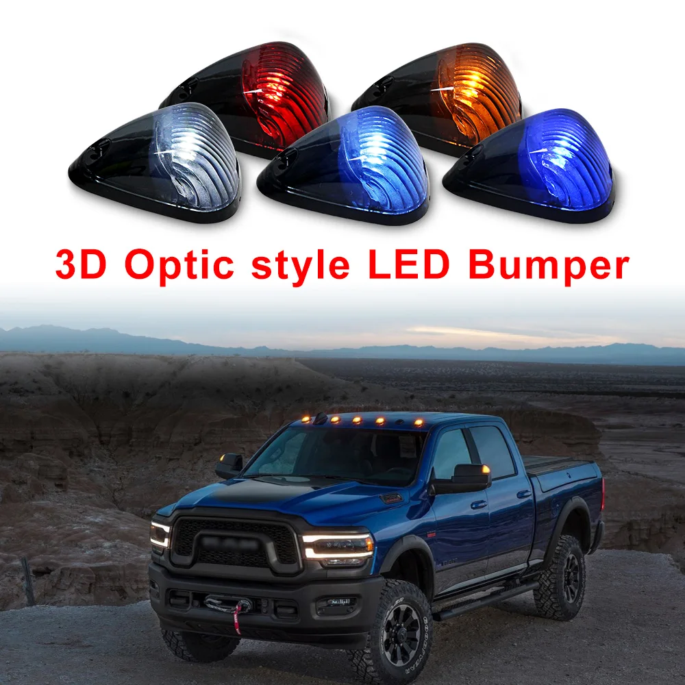 5pcs Roof Running Light LED Cab Roof Clearance Marker Lamps For Ford F-250 F-350 F-Series E-Series Chevy/GMC Trucks etc,12V