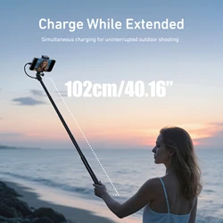NEW TELESIN Selfie Stick Bluetooth Wireless Fast Charging Power Professional Selfie Stick 102CM Telescoping Selfie Pole