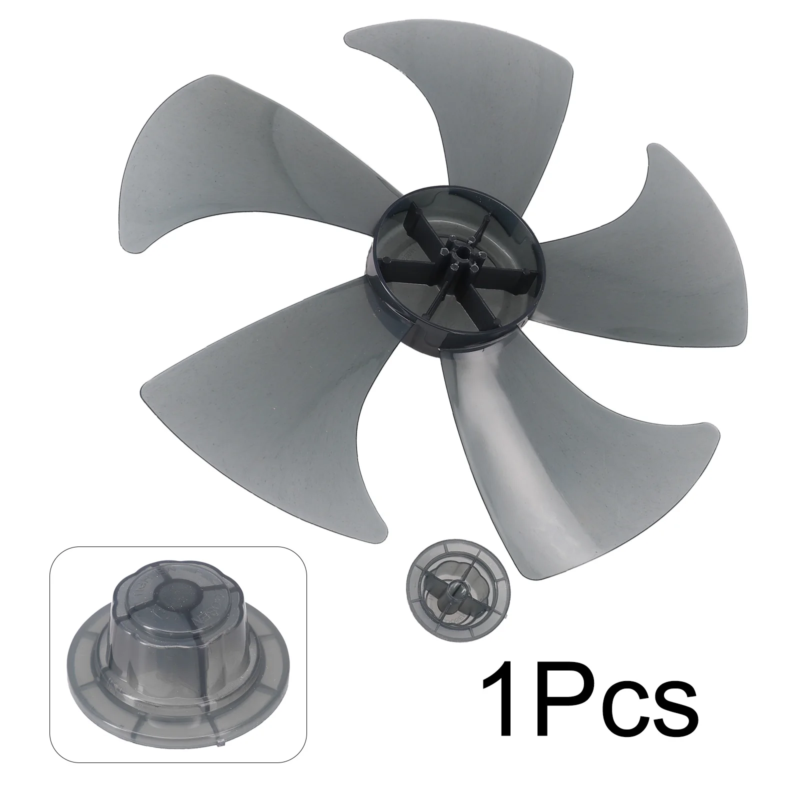 14 Inch 5 Leaf Plastic Fan Blade With Nut Cover Black White For Pedestal Desk Stand Fan Replacement Part Easy Install