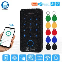 Controlador de acceso a huella dactilar, teclado RFID, sistema de teclado táctil, Wifi, Bluetooth, impermeable, Tuya, WG26, aplicación inteligente, abridor de puerta remoto