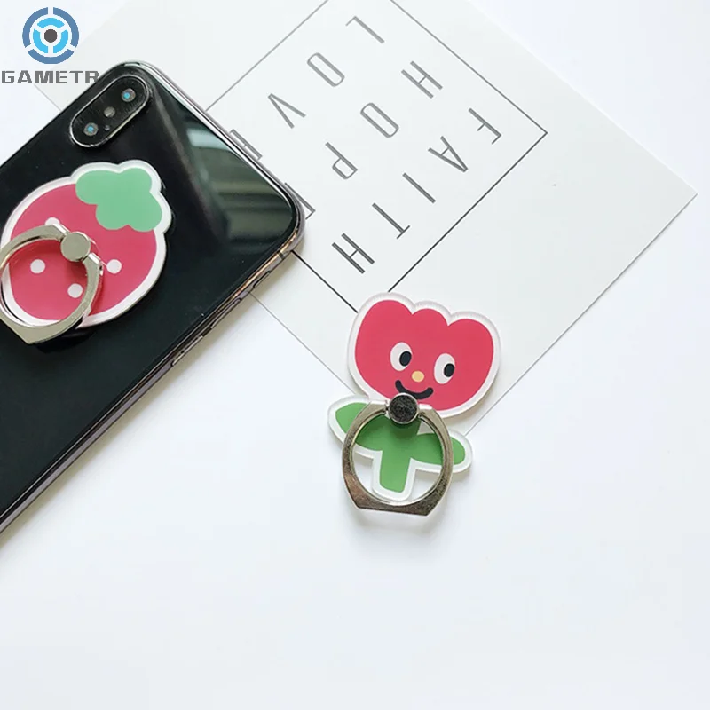 Mobile Phone Holder Finger Ring Stand 360° Rotation Stand Bear Flowers Strawberry Cellphone Stand Universal Lazy Bracket