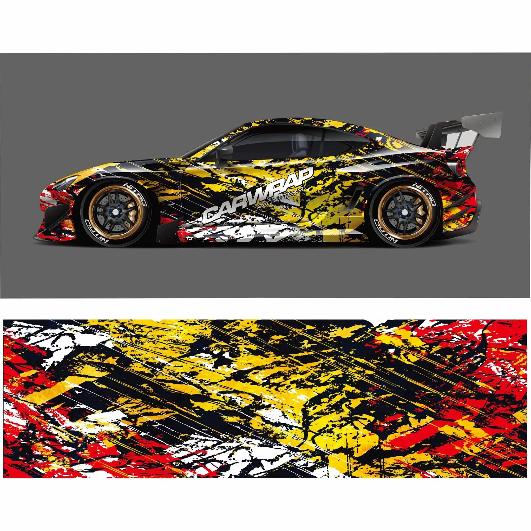 

Printed Racing Car Car Full Wrap Sticker Car Decal Decorative Cut Body Racing Graphic Decal Vinyl Wrap Modern Design Red Retro