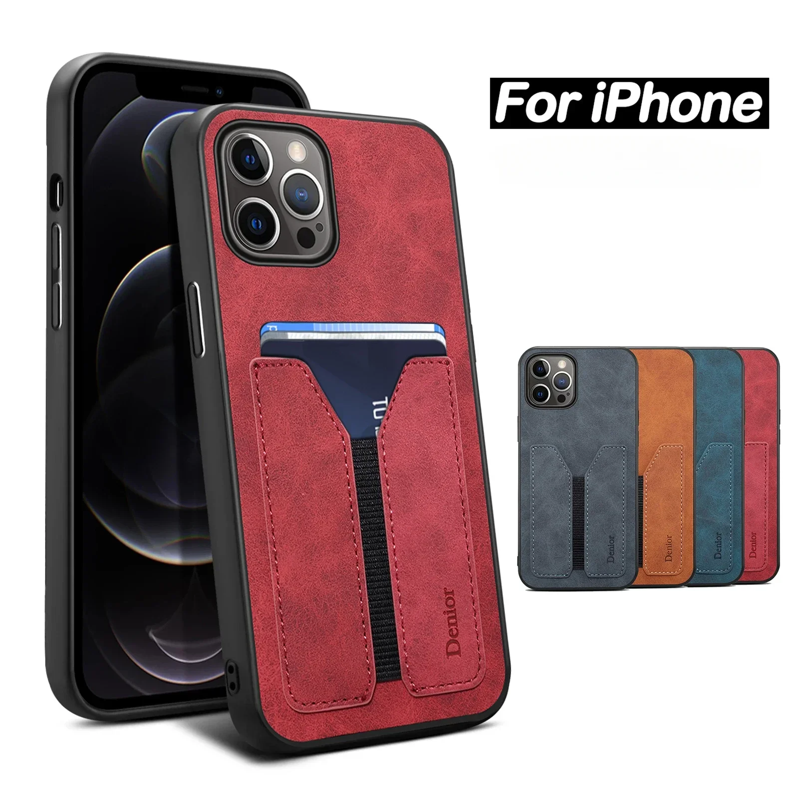 

Карманный Кошелек для карт с держателем для карт, чехол для телефона IPhone 16 15 14 13 12 Mini 11 Pro Max, задняя крышка из искусственной кожи