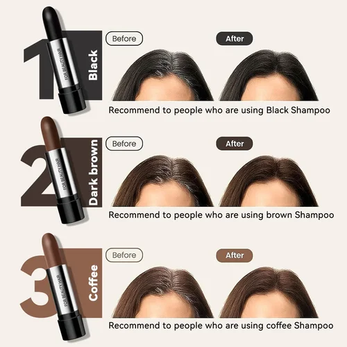 Imagen 2 del producto Pluma de tinte para el cabello de una sola vez, color negro y marrón, cobertura instantánea de raíz gris, barra de crema para teñir el cabello, cobertura temporal rápida para el cabello blanco