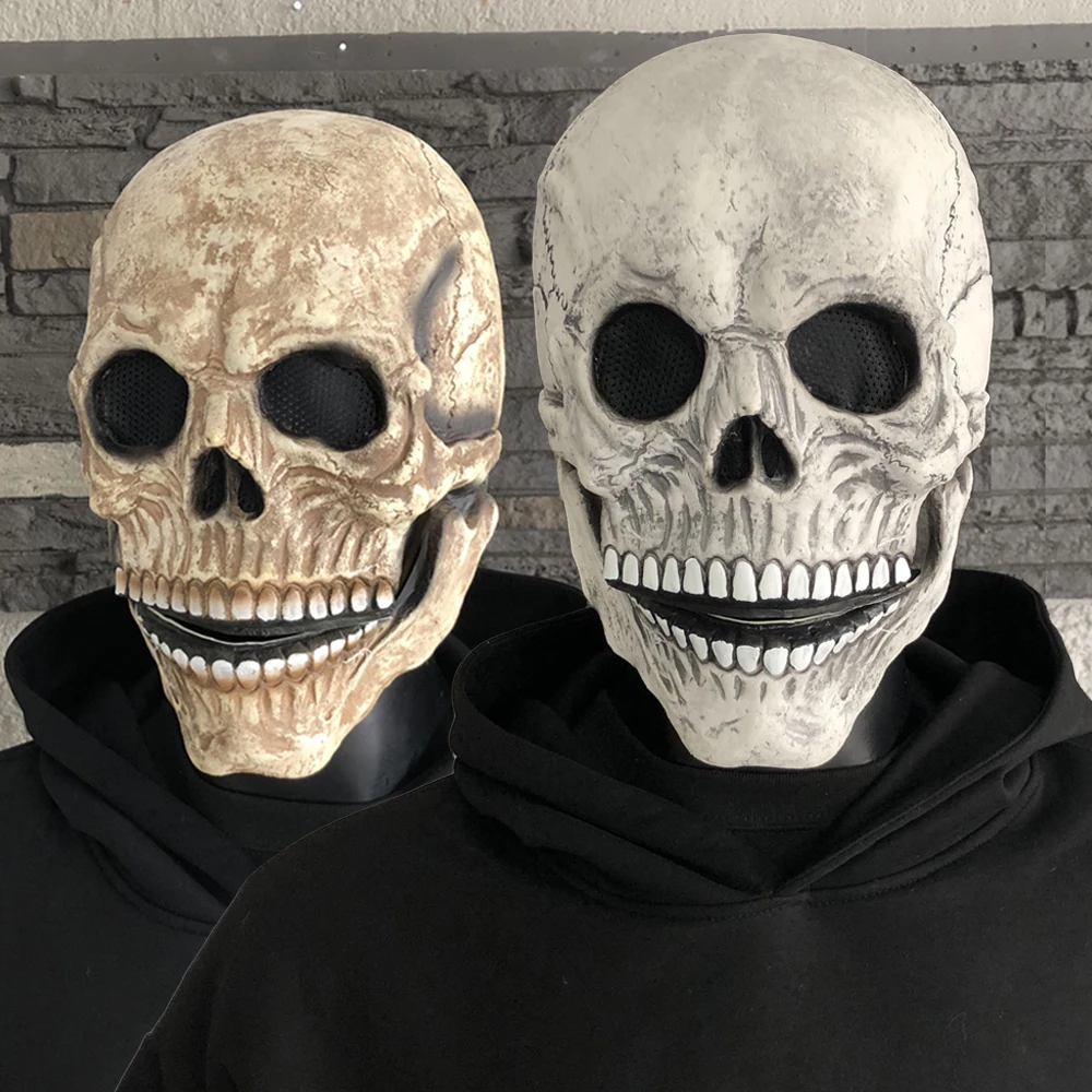 

Halloween Moveable Jaw Skull Mask Cosplay Horror Skeleton Killer Demon Latex Helmet Carnival Purim Masque Party Costume Props