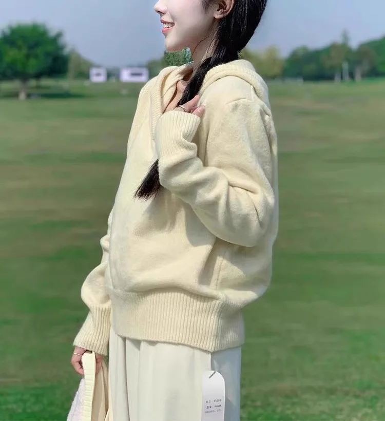 Traf Knit Hooded Woman Clothing New Spring Autumn Short Sweater For Women Woolen Shirt Casual Pullovers Jumper Female Tops