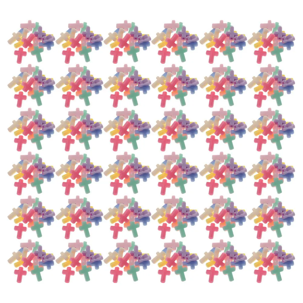 500Pcs Plastic Cross Beads Glossy Finish for DIY Bracelets Necklaces Anklets Jewelry Crafting Accessories Handmade Decorations