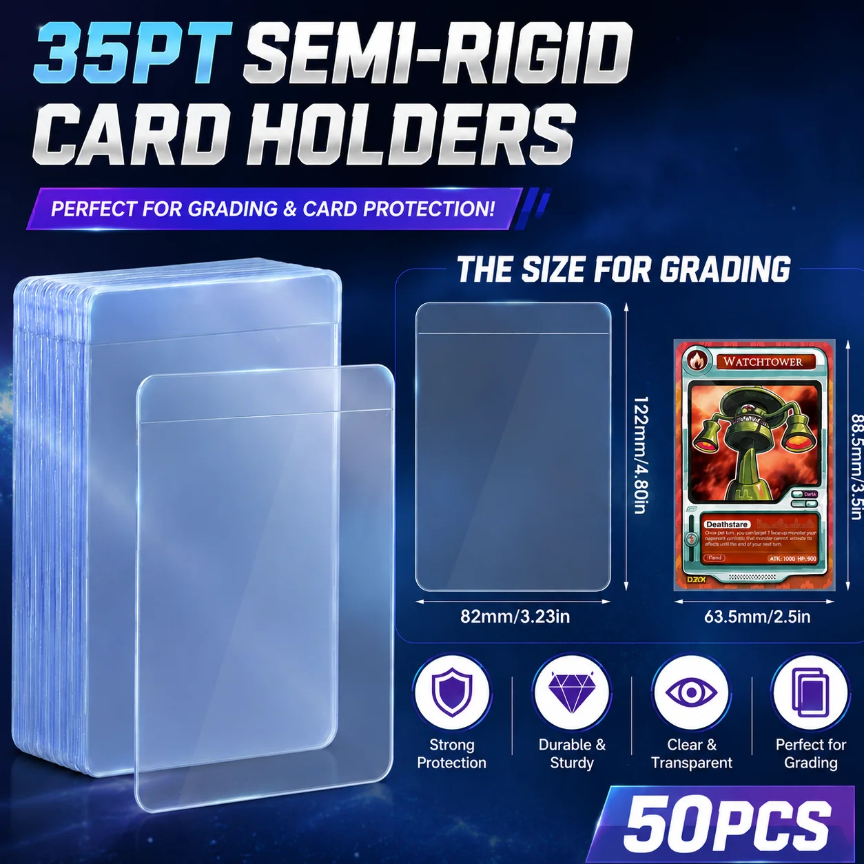 

Semi-rigid Game Card Holder for PTCG/MGT Cards 50PCS Semi Rigid Card Sleeves for Graded Card Submissions