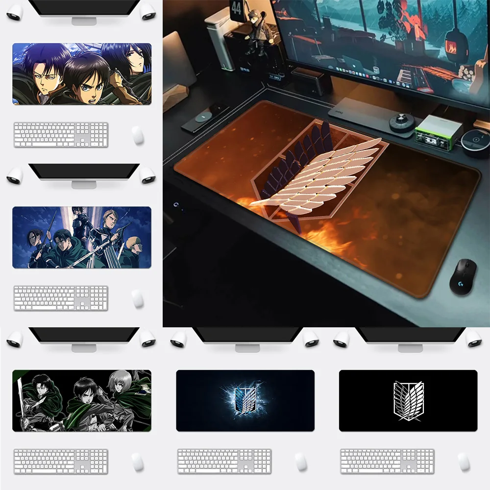 Anime Shingekis no Kyojins Mousepad HD Printing Computer Gamers Locking Edge Non-slip Mouse Pad XXL90x40cm Keyboard PC Desk Pad