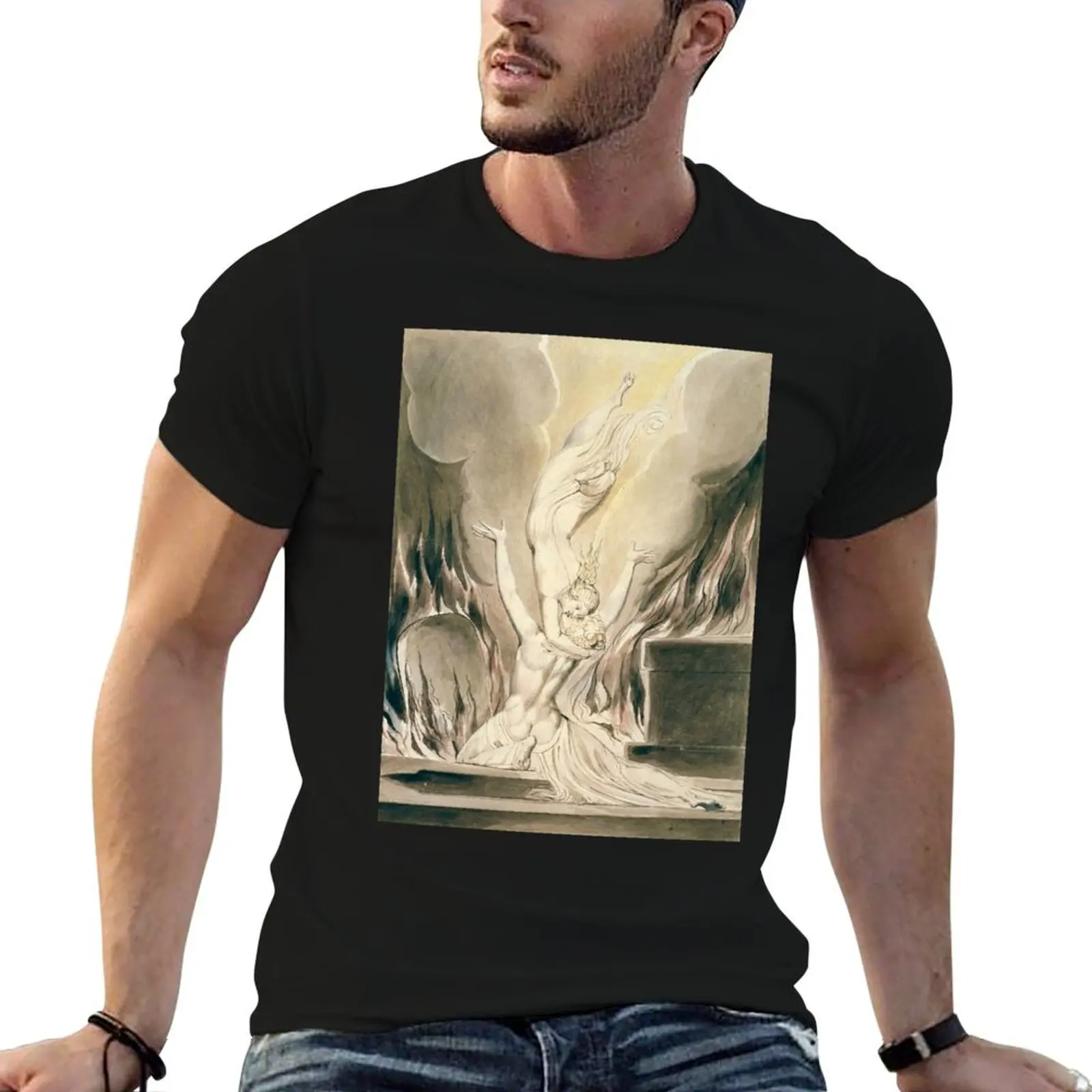 

HD The Reunion of the Soul & the Body, by William Blake HIGH DEFINITION T-Shirt street wear mens cotton t shirts