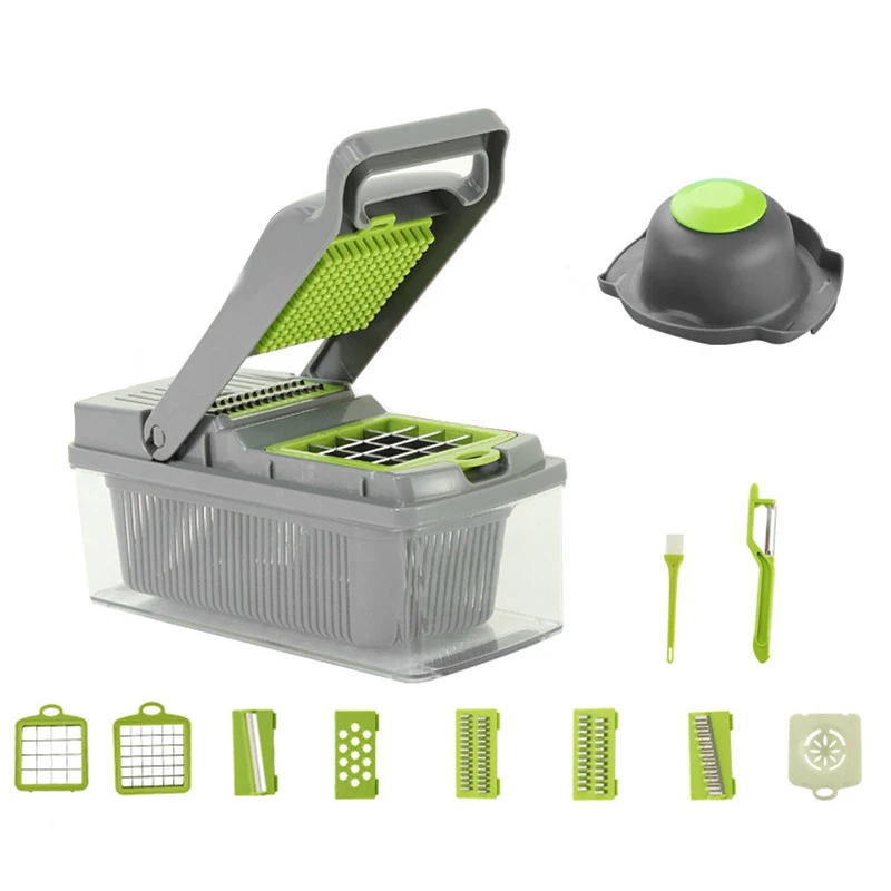 Cortador de verduras multifuncional, rallador de artefacto, rebanador triturado de patatas, cesta de drenaje