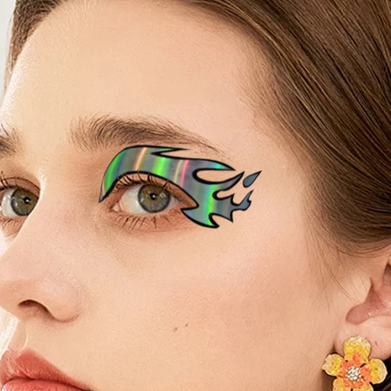 Pegatinas de maquillaje de ojos de colores, delineador de Ojos Láser, cejas, calcomanías de arte facial, decoraciones de fiesta de Festival de Año Nuevo de Halloween