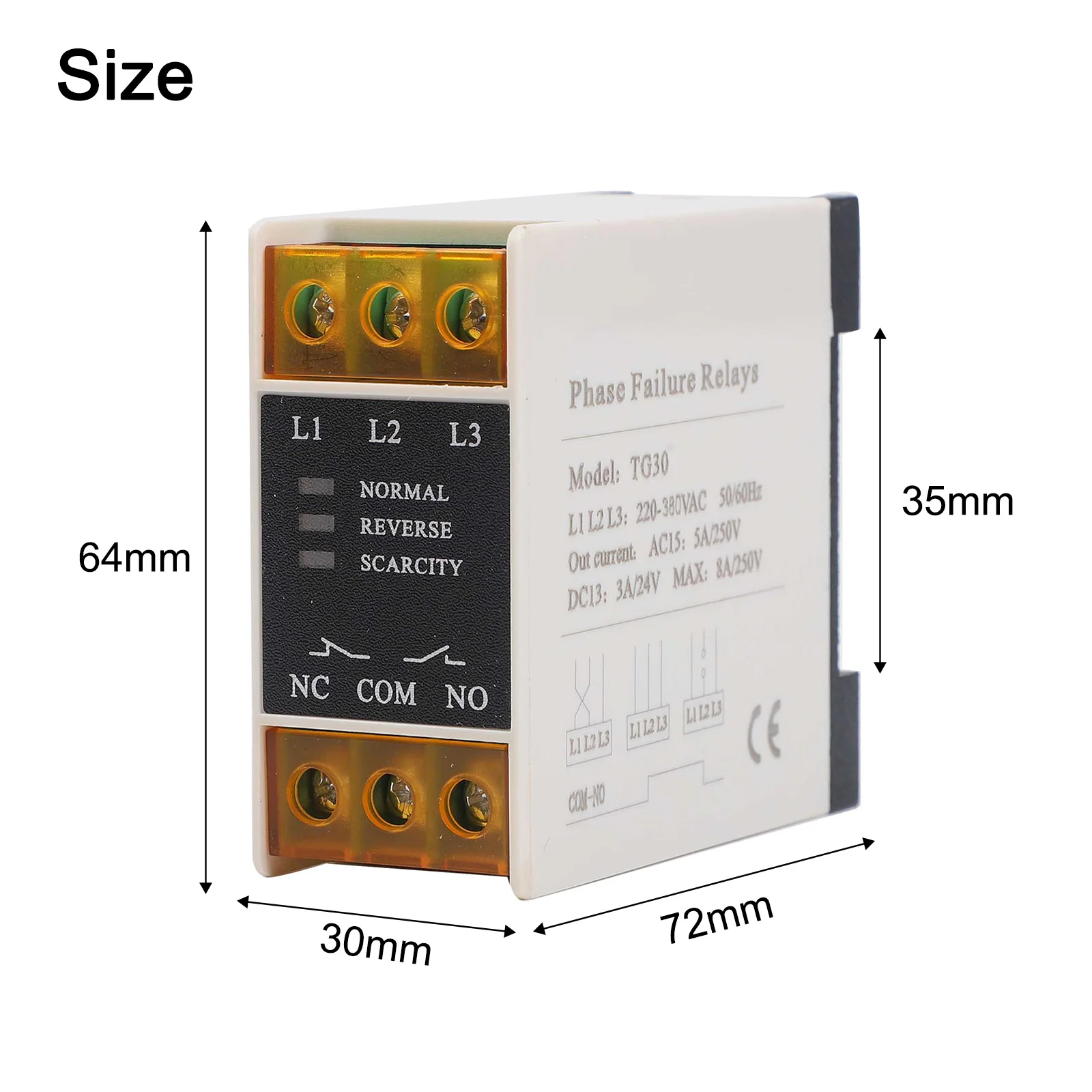 TG30 380V Phase Relay Voltage Loss Protection Detector For Industrial For Motor Elevator Automation Equipment Safety Guard