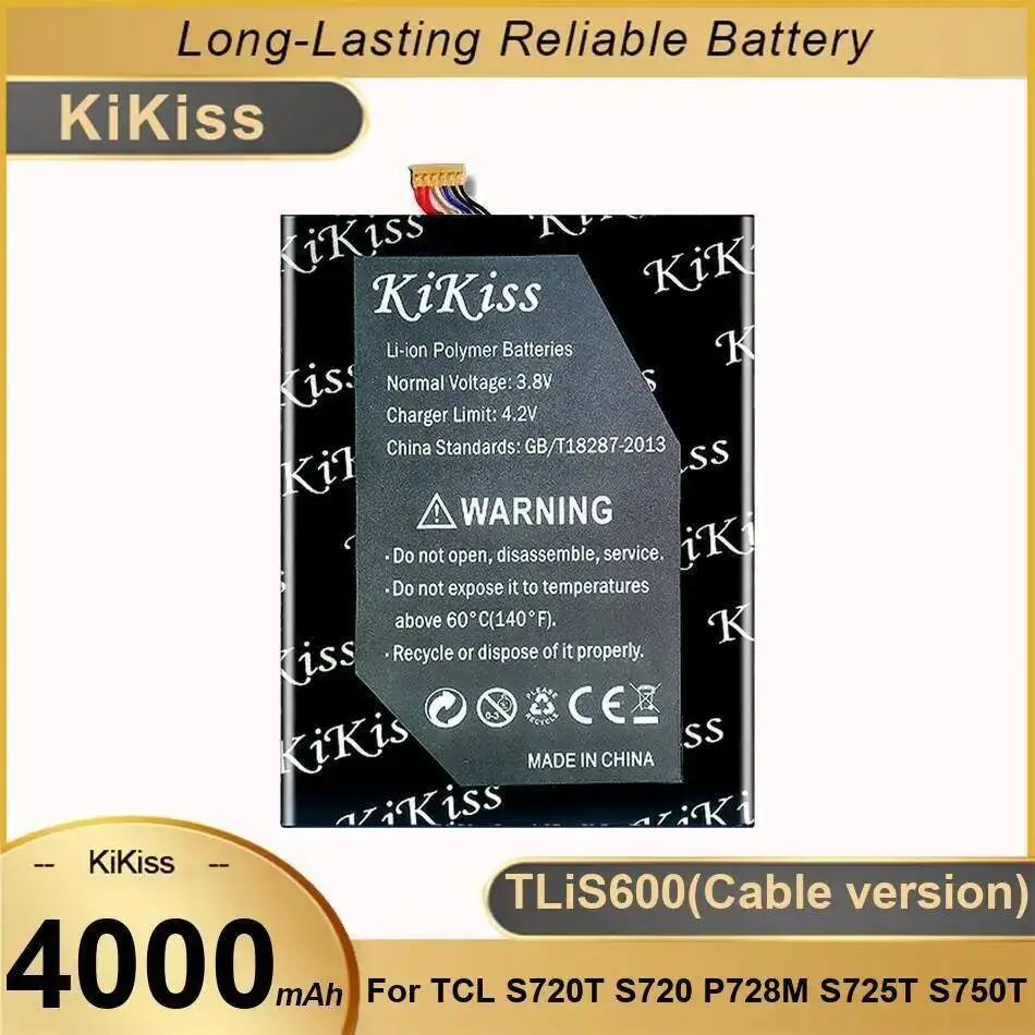 

Аккумулятор мобильного телефона для Tcl S720T S720 P728M S725T S750T 4000 мАч Tlis600 Кабельная версия Премиум Замена Надежное питание