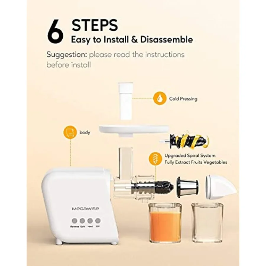 2025年改良版 スロージューサー 95%搾汁率 2段階速度調整 9セグメントスパイラルコールドプレス技術搭載 Jに最適