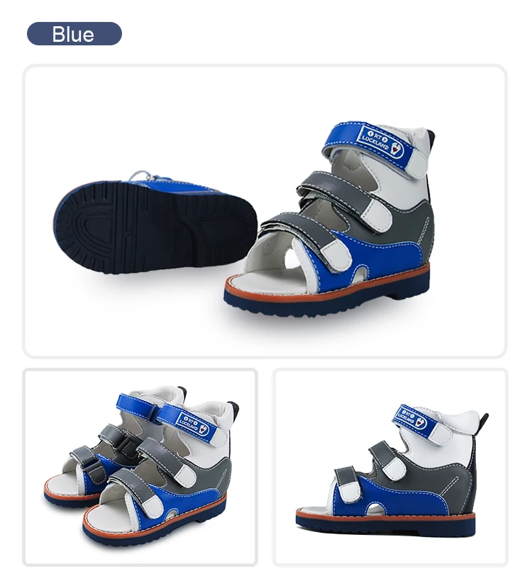 Ortoluckland Boys Sandals Summer Children Orthopedic Blue School Shoes Kid Toddler Girls Flatfoot Platform 2 to 8 Years