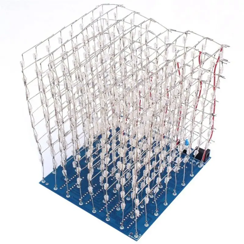 DIY Kit Soldering Project 3D8 8X8x8 3D Led Cube Light 4.5-5.5V Square LED Cube PCB Board Kit