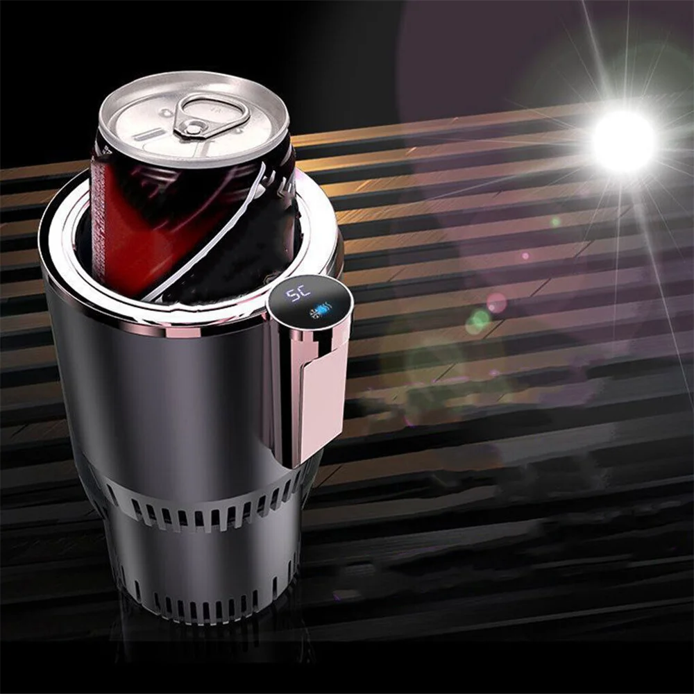 12V 2 in 1 Smart Car Cup Holder Cooler Warmer for Drink Beverage Can Baby Bottle with Digital Temperature Display