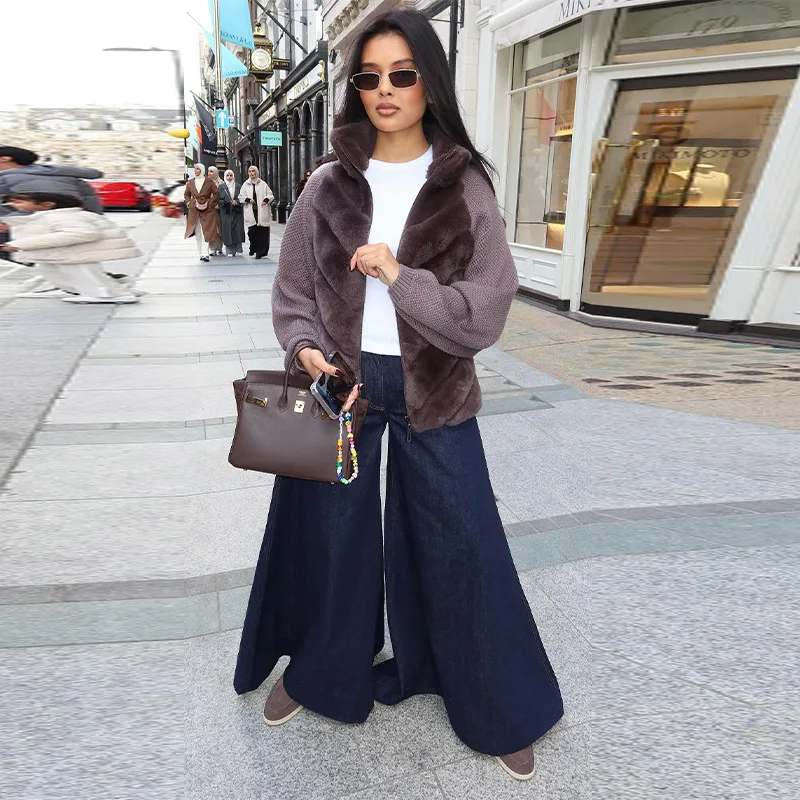 Elegant Trendy Fur Knitted Coat Fall Feminine Luxury Jackets Vintage Modest Casual-chic Stylish Versatile Party Women Streetwear
