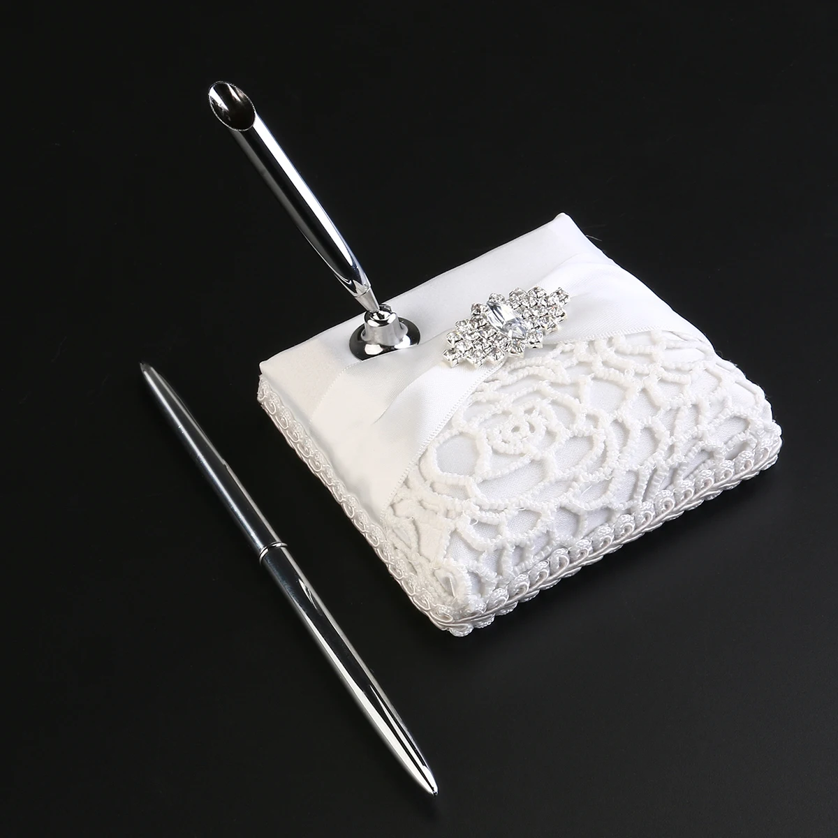 

Cloth Bag Milk Silk Pen Holder Bride Guest Book Bridal Wedding Sign for Signature