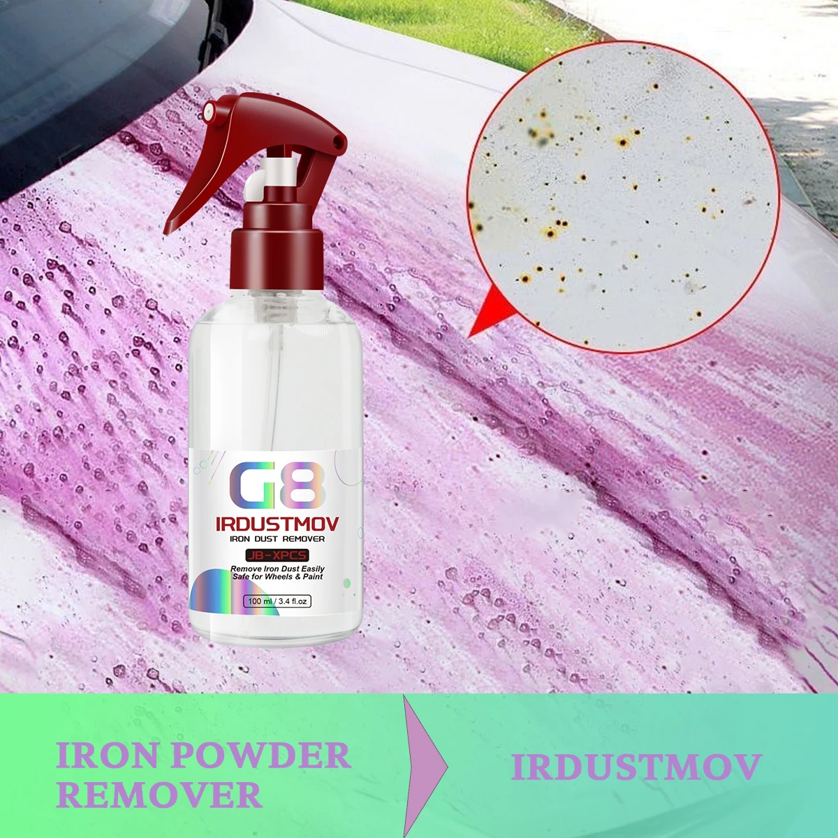 100ml Iron Powder Remover Kit Rust For Metal Auto Wheel Hub Rust Prevention Spray Paint Surface Brake Cleaner G8 IRDUSTMOV