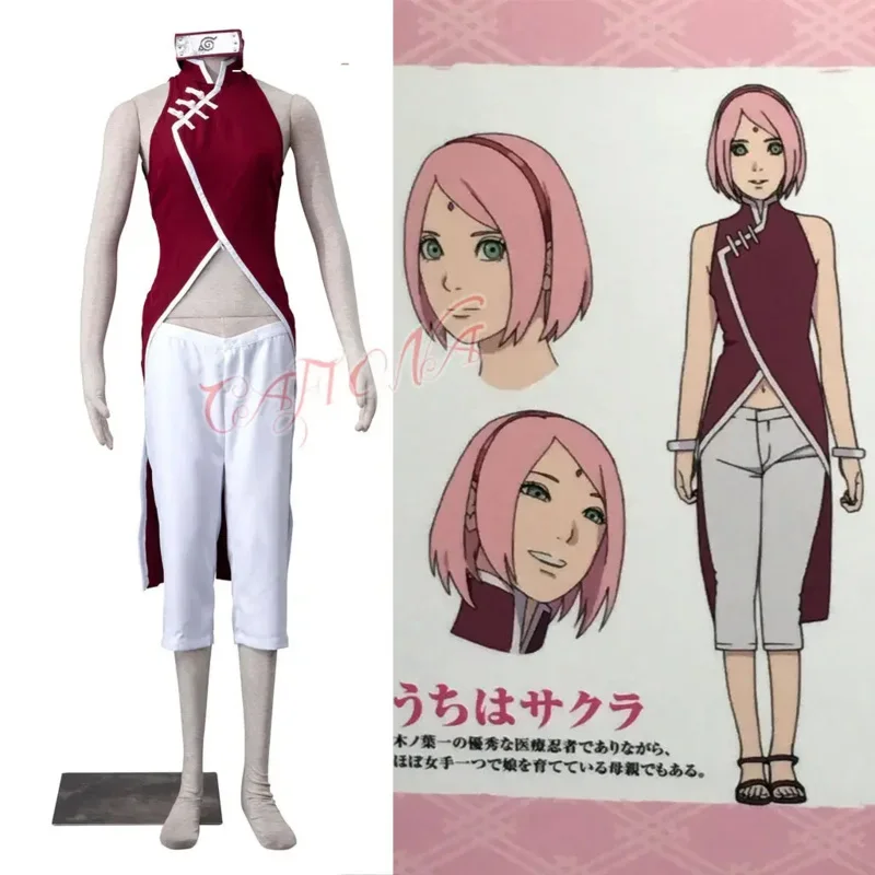 

Bear House AA Cafiona Дешевый костюм BORUTO Haruno Sakura для косплея с повязкой на голову, сексуальный наряд для девочек, детский женский зал, новый 2025 WKD001