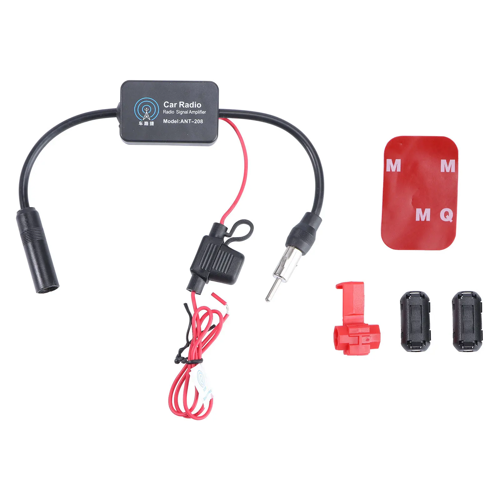 Auto-Antennenverstärker, schwarz, FM-Am-Signalverstärker, wasserdicht, langlebig, Radioempfang, Verstärkungskabel-Adapter