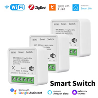 AUBESS 16A Tuya Wifi / Zigbee Mini Smart Switch 2-Way Control Smart Life DIY Light Switches For Alexa Google Home Yandex Alice