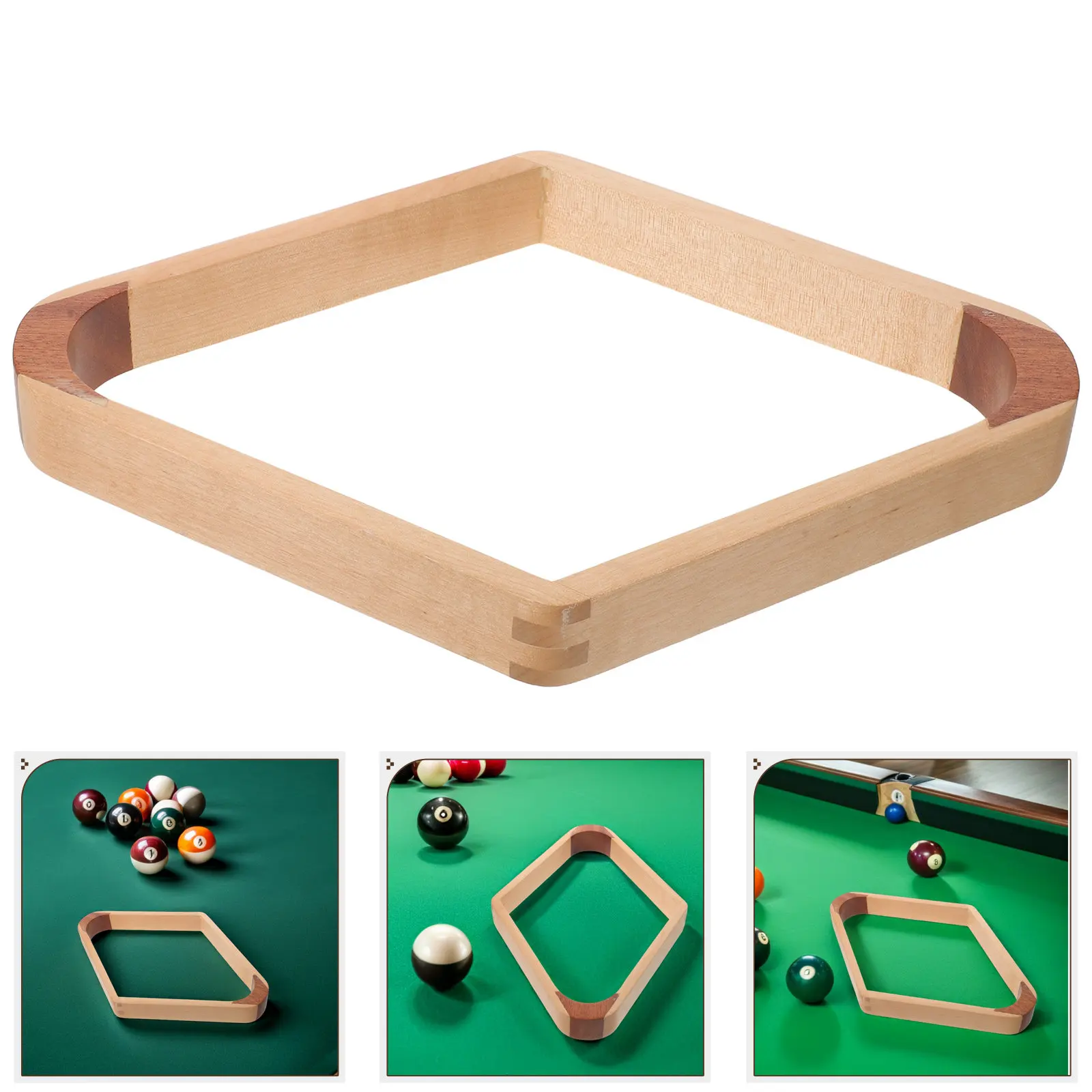 

Wooden Billiard Pool Ball Rack 7.6x7.6 Inches Heavy Duty Solid Wood Rhombus Frame for 9-Ball Games Smooth Edge Professional