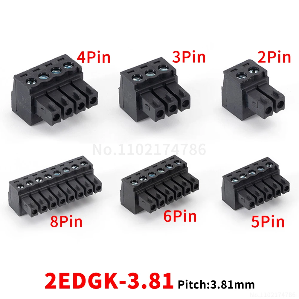 (5 pcs) 15EDGK - 3.81mm pitch pluggable terminal connector black 2~16P Phoenix Contact terminal block KF 2EDGK 3.81