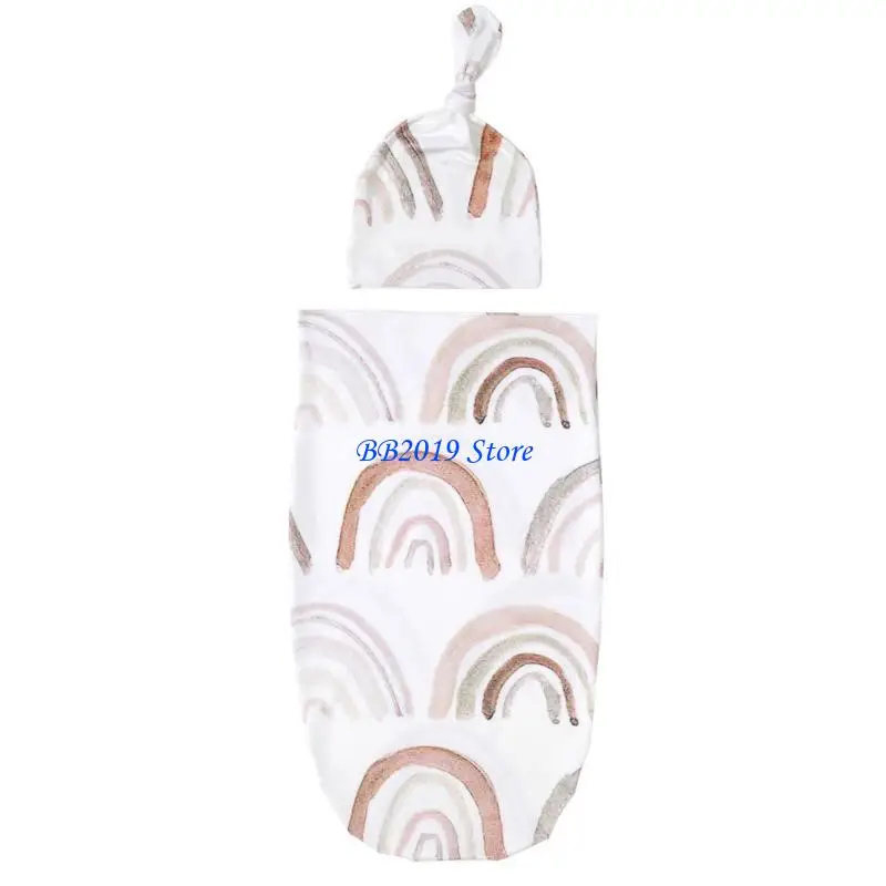 Q0KB Baby Swaddles Newborn Swaddle Blanket Infant Sleep Sack Wrap Hat Set Newborn Babies Photography Props Accessories