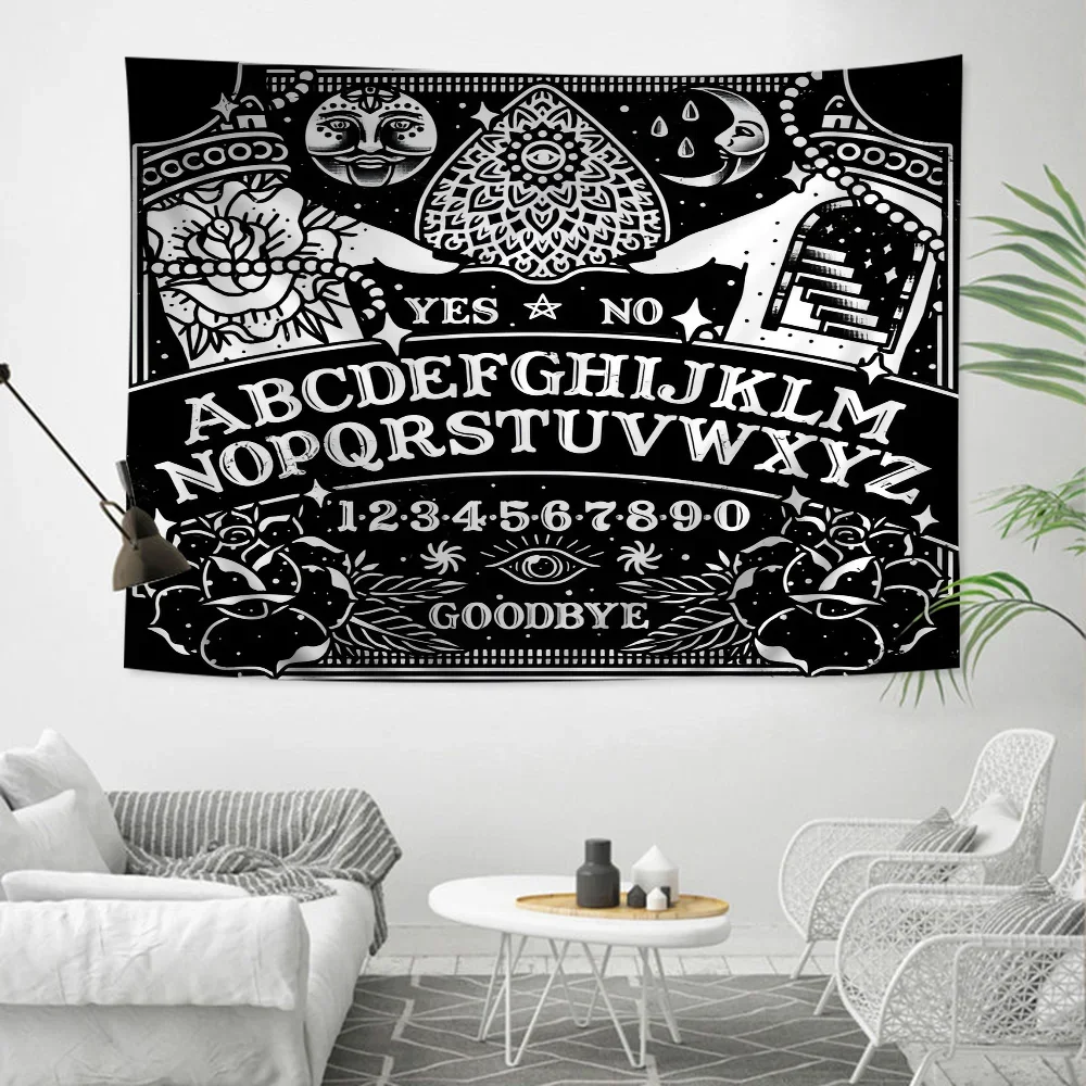 Ouija Tarot Hexerei Gothic Tapisserie Anime Tapisserie hängen Tarot Hippie Wandteppiche Wohnheim Wandbehang Blätter